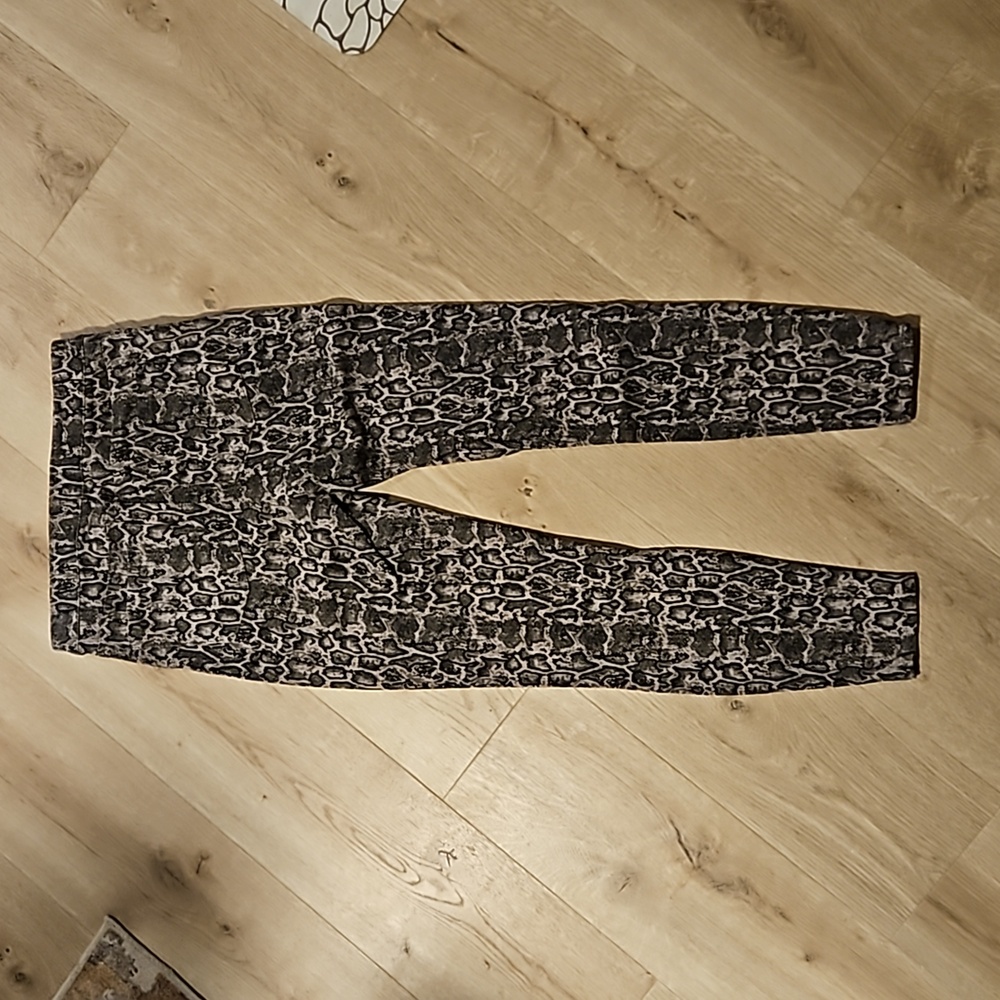 Spanx Taupe Snake Print Jean Ankle Leggings Animal Print Women's Size Large - Picture 3 of 5